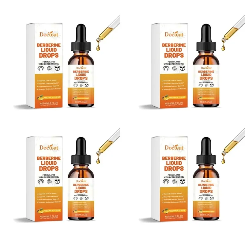 Docteat Berberine HCl flytande droppar stöder matsmältningshälsa med ceylonkanel och grön kaffeböna ananassmak 60 ml