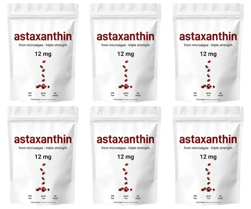 Astaxanthin 12mg with Fresh Microalgae Source Daily Nutritional Support Antioxidant Supplement 120 Softgels — image 9