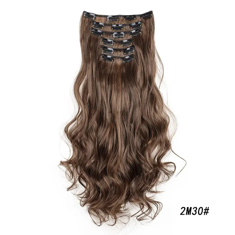 Synthetic Long Curly 16 Clips Hair Extension Heat Resistant Fiber Black Brown Hairpiece for Women Cosplay Wig Halloween Wig Part — image 13