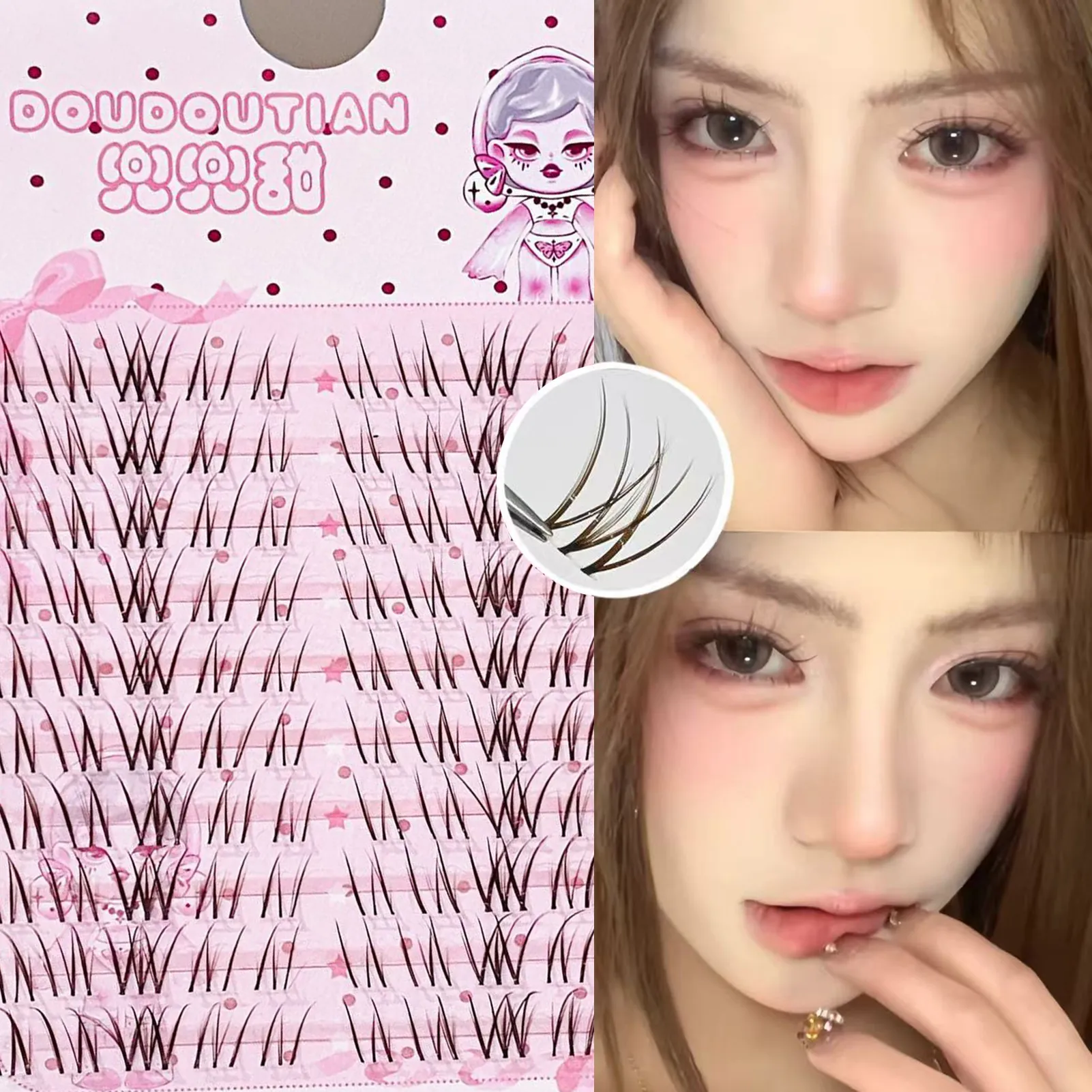 3/10 Rows Sweet Brown Wispy False Eyelashes Natural Airy Manga Style Eyelash Extension For Beginners 7-12mm Perfect Eye Makeup — image 2