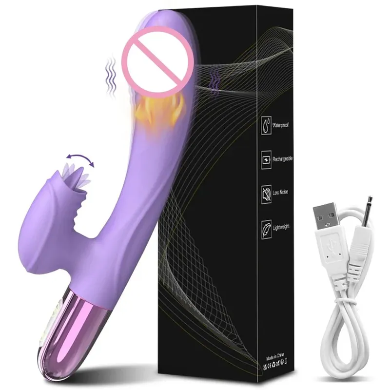 Sexleksaksvibrator för kvinnor Klitorisstimulator Kvinnlig onanist G Spot Dildo med tungslickande Vuxna Varor 18+ — image 8