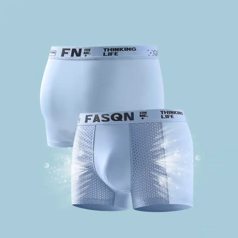 3PCS 럭셔리 속옷 남자 팬티 얇은 복서 대형 통기성 남자 팬티 빠른 건조 얼음 실크 반바지 플러스 속옷 — image 3