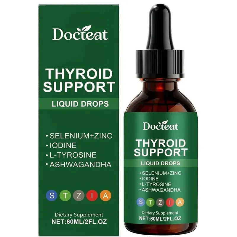 Docteat Thyroid Support Liquid Drops with Selenium Zinc Iodine L-Tyrosine & Ashwagandha Dropper Design for Daily Use 60 ML