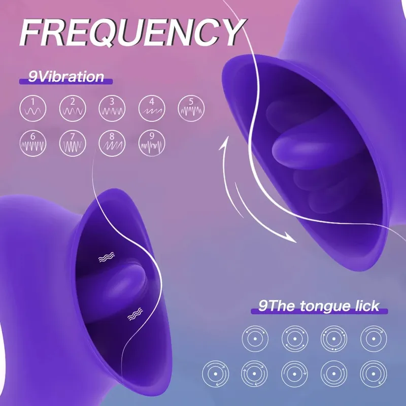Clitoris Tungan Slickande Vibrator 9 Speed Nipples Clit Sexleksak för kvinnor Avsugning G Spot Orgasm Stimulator Kvinnlig onanileksak — image 2