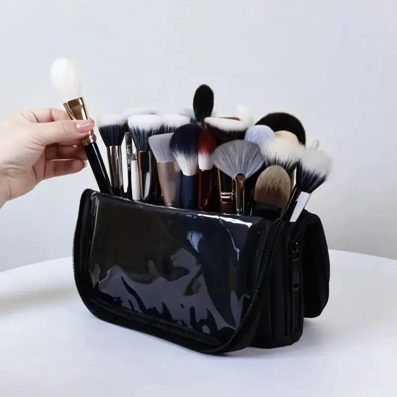 1Pc Foldable Makeup Artist Storage Makeup Brushes Pouch Stand-up Makeup Brushes Storage Bag With Adjustable Dividers+~