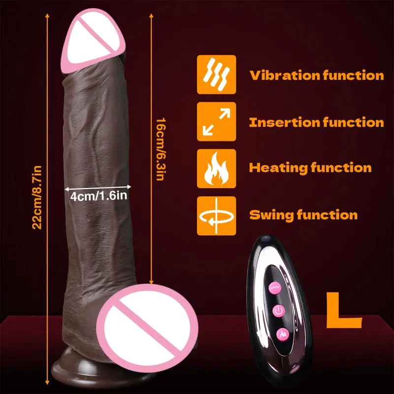 Realistic Dildo Telescopic Penis Vibrator Sex Toys Heating For Women Masturbation Sexy Adult Penetration Anal Thrusting Dildos
