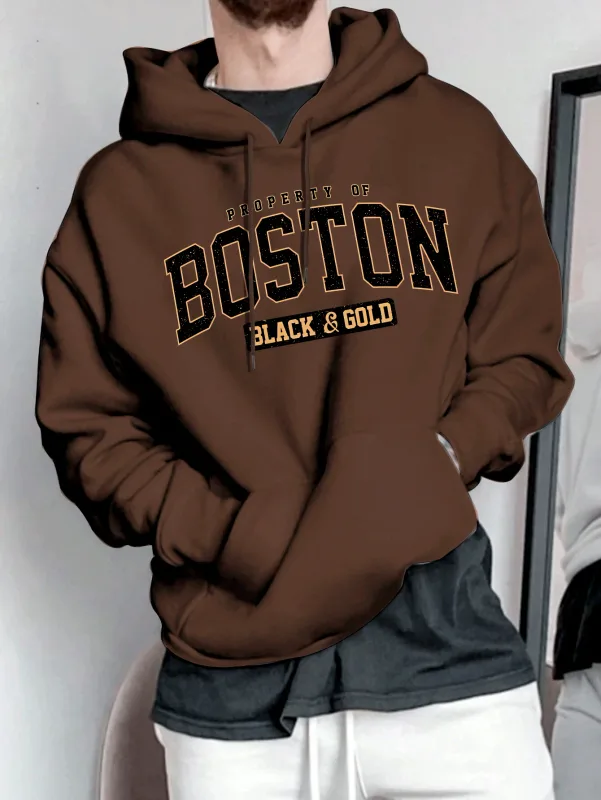 Men's hooded sweatshirt - American retro casual loose-fitting pullover shirt — image 4