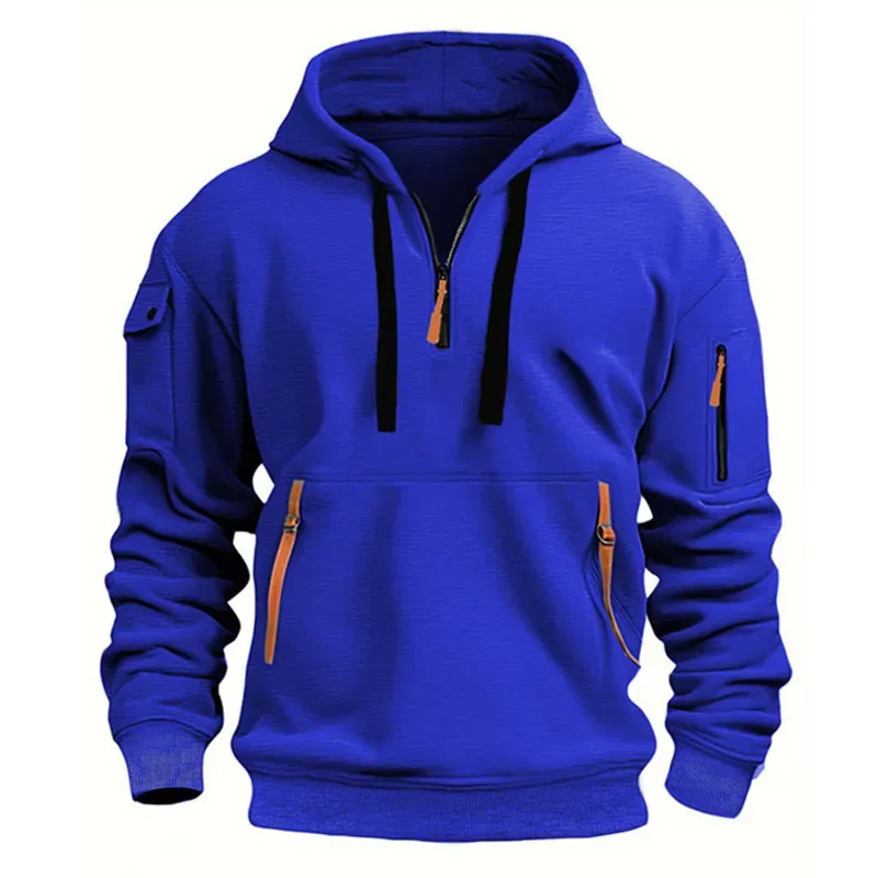 Moletom com capuz masculino com vários bolsos, zíper casual, esportivo, masculino/feminino, plus size, pulôver solto, moda, moletom de manga comprida — image 8