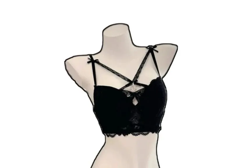 Conjunto de sutiã e calcinha de renda atraente, pingente de coração, detalhe de busto, design push-up, lingerie macia feminina S-XL 32-38AB — image 6