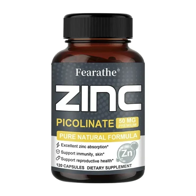 Capsules de zinc 50 mg - Supplément de soutien immunitaire antioxydant naturel pour les cheveux, les ongles et la peau unisexe