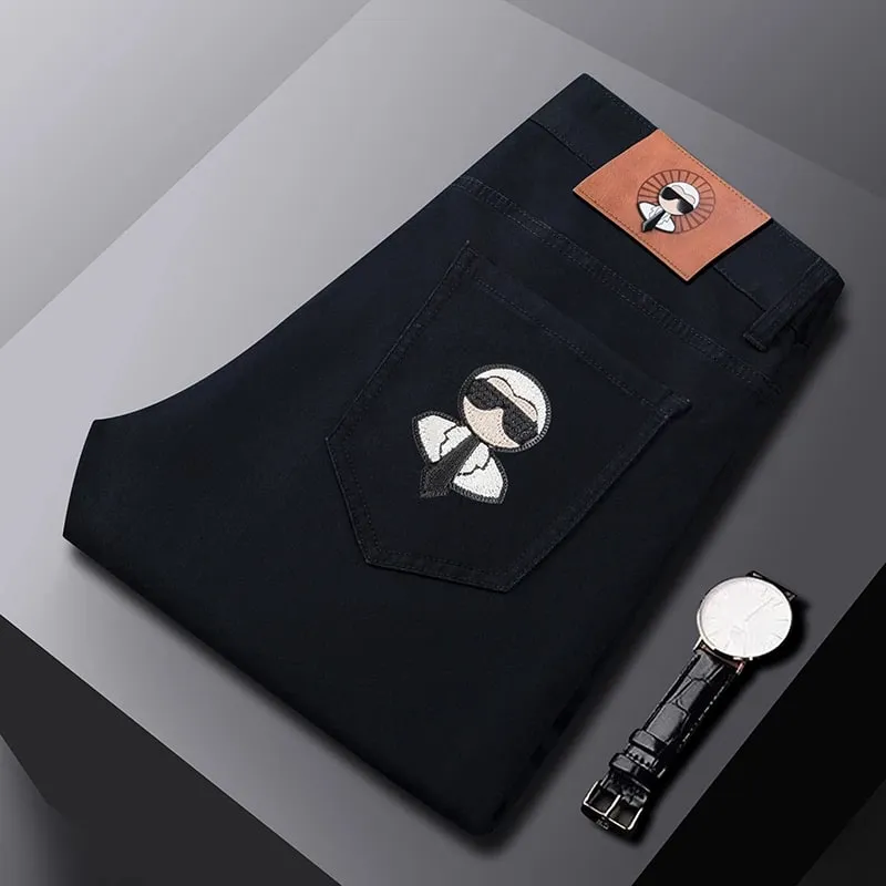 Fashion Men Jeans Stretch Straight Leg Casual Slim Fit Denim Pants Male Brand Luxury Design Business Classic Trousers