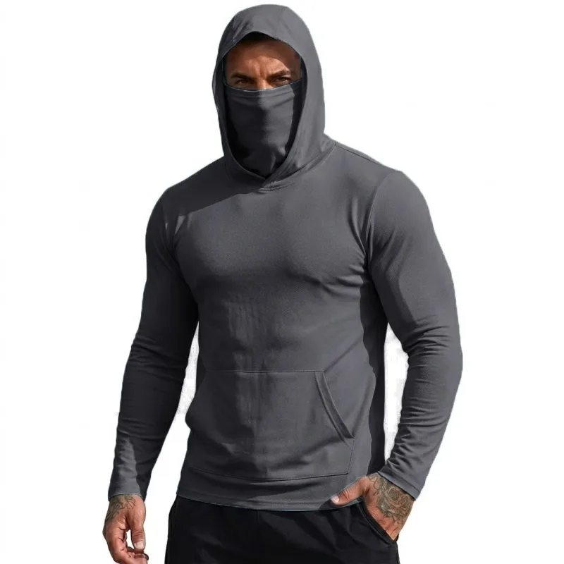 Camiseta masculina com capuz, proteção solar, secagem rápida, manga comprida, leve, top de desempenho para caminhadas ao ar livre, uso solar — image 10
