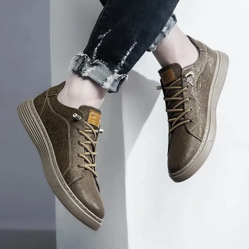 Brand Italian Genuine Leather Casual Shoes Men's Oxford Outdoor Black Jogging Shoes Men's Office Dress Shoes Big Size:36-47 — image 6