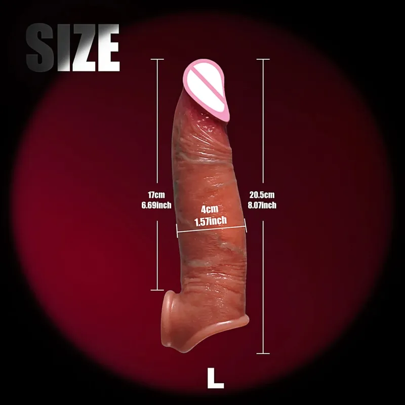 Preservativo realista de pênis de 8 polegadas, brinquedos sexuais para homens, preservativo de silicone reutilizável, extensor de pênis, casais masculinos, brinquedos adultos — image 9