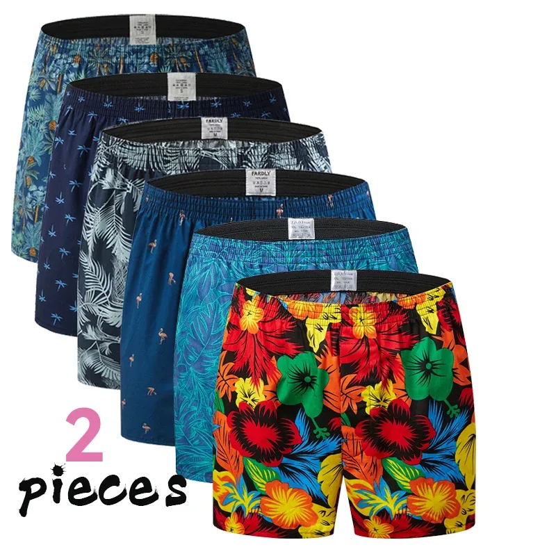 Men's Cotton Boxer Shorts, Printed Pattern na Panlalaking Underwear, College Style Shorts, Summer Breathable at Kumportableng Kasuotang Pang-laswang — image 1