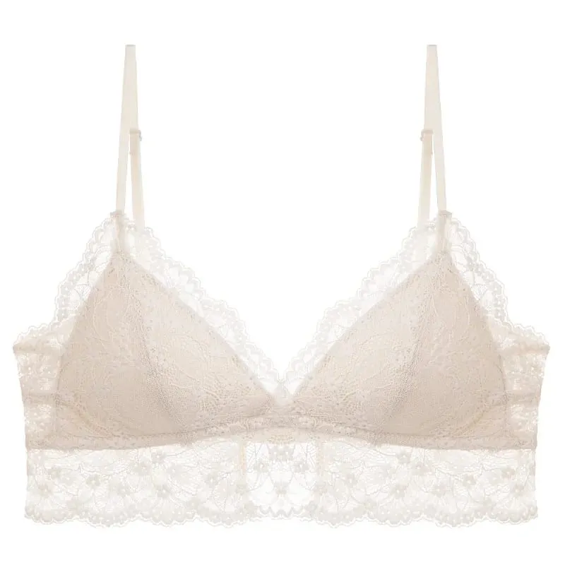 Thin Lace Underwire Bra for Women Intimates Lingerie Top Elegant Ladies Thin Underwear Daily Female Bralette