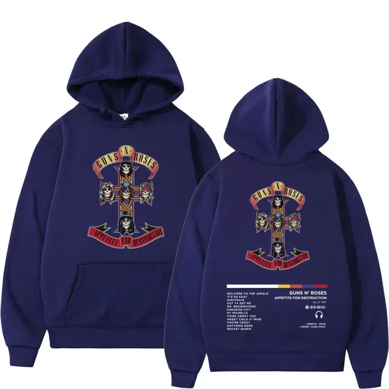 2026 Men's and Women's Guns N Roses Printed Hooded Sweatshirts Guns N Roses Unisex Clothing Printed Rock Hip-hop Gothic Fashion — image 13