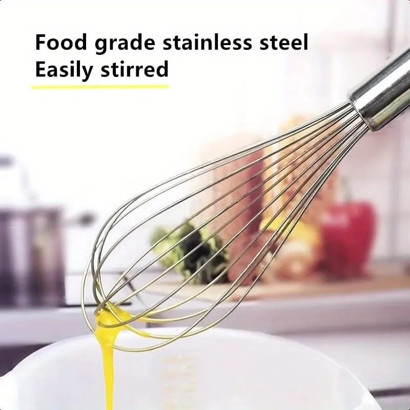 1Pc Stainless Steel Manual Whisk Modern Simple Baking Utensil Durable Rust Resistant Easy To Whip Eggs Cream Batter Easy Clean For Home Kitchen Baking For Baking Enthusiasts Homemade Cake Dessert Cooking Stirring Gadget — image 4