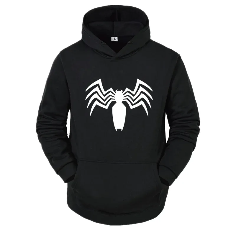 2026 outono e inverno novo moletom com capuz masculino rua moda aranha impressão esportiva feminina velo casual diversão hoodie masculino wear — image 1