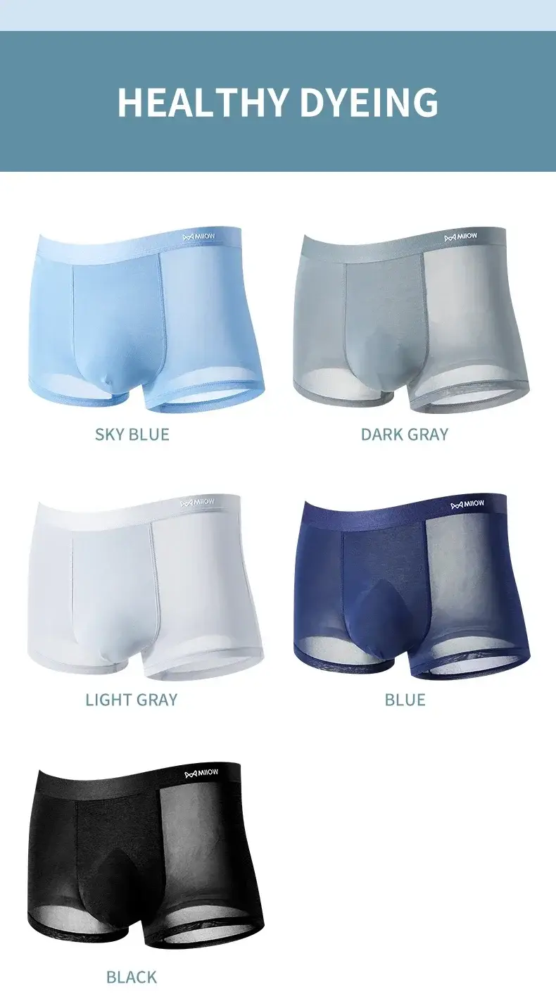 MiiOW 3Pcs Thin Ice Silk Men Boxershorts Graphene Antibacterial Man Underwear Breathable Men's Panties Mens Boxers Briefs Trunks — image 9