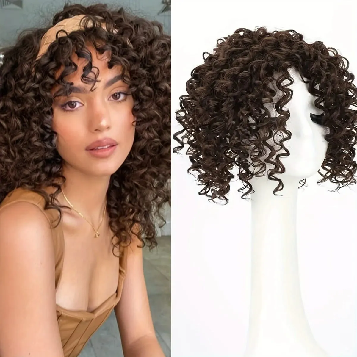 8inch Fluffy Natural Afro Kinky Curly Short Hair Toppers Hairpieces Clip-on Synthetic Hair Pieces for Women with Thinning Hair