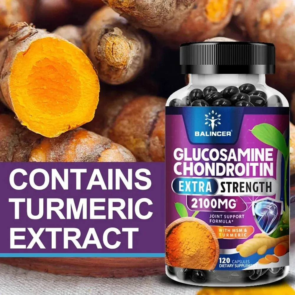 Glucosamine Chondroitin Turmeric & MSM - Joint Health Supplement Antioxidant Helps Relieve Back Knees and Hand Pain — image 2