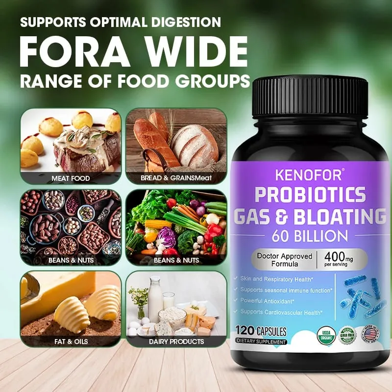 60 Billion CFU Multi-Strain Probiotic Capsules - Prebiotics + Digestive Enzymes Gut Health & Immune Support 30/60/120 Counts — image 5