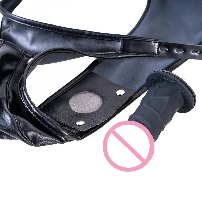 Multi-Functional Leather Chastity Panties with No Vibration Silicone Dildo Anal Accessories for Couple Sensual Play Sex Toys — image 4