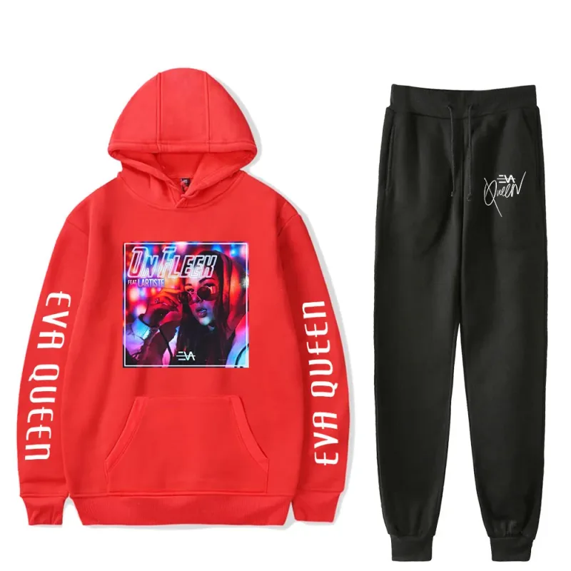 Hip Hop Bekväm Eva Queen Print Sweatshirt Träningsbyxor Kostym Huvtröjor+ Byxor Kostym Pojkar/Flickor 2-delat set Kläder — image 4