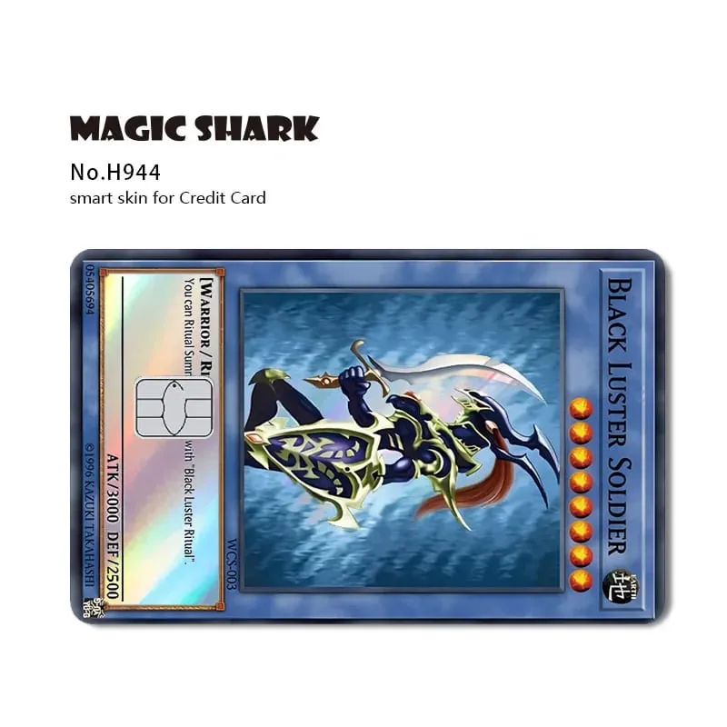 Magic Shark Yo-gi-oh Blue Eyes Dragon Game Shinny Holographic Laser Debit Credit Card Sticker Film Skin Front Cover