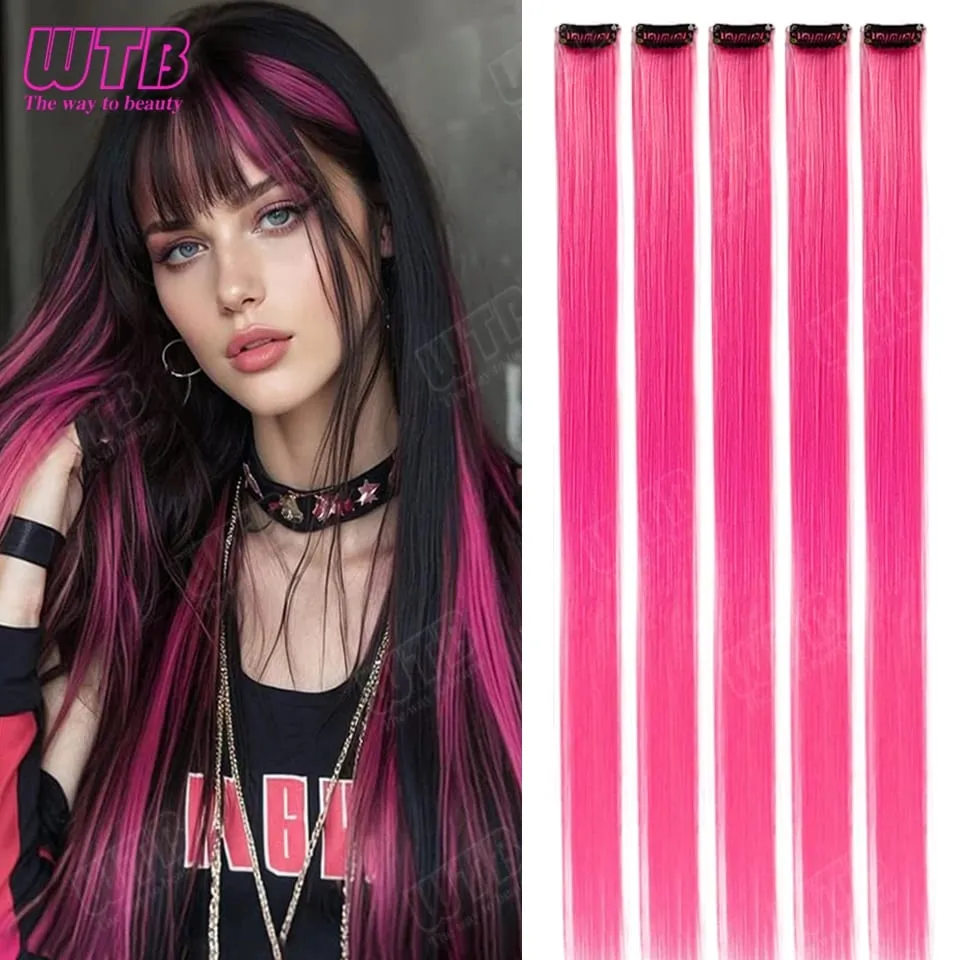 5Pcs Synthetic Wig BB Clip Style Color Straight Hair Extension Wig Suitable for Women and Girls to Wear at Holidays and Parties — image 12