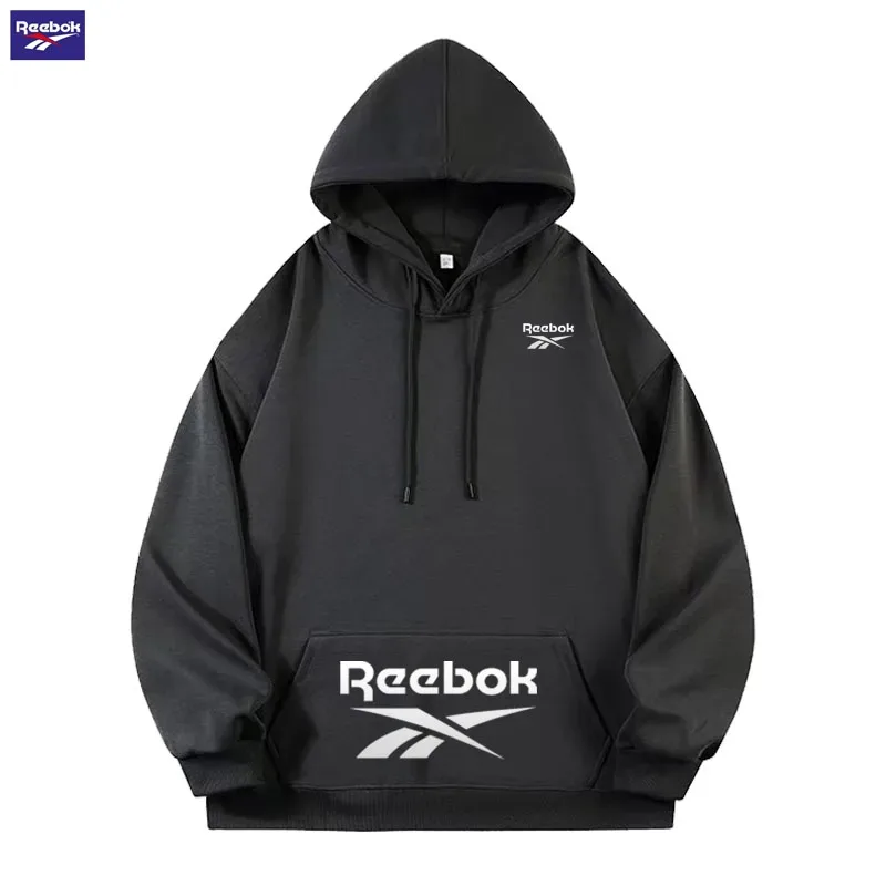 Reebok Logo Men's and Women's Casual Hooded Sweatshirt - Solid Hooded T-shirt - Street Style Casual Sweatshirt - Various Loose S — image 7