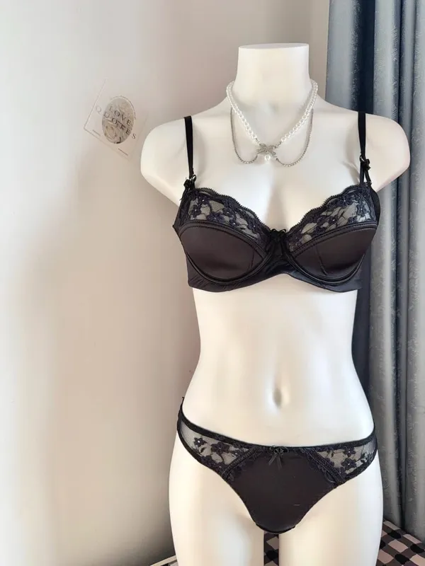 Popular Red Lace Minimizer Bra Set Ladies Half Cup Ultra Thin Big Bust Soft Support Bridal Party Honeymoon Night Out 32-38 Suit — image 10