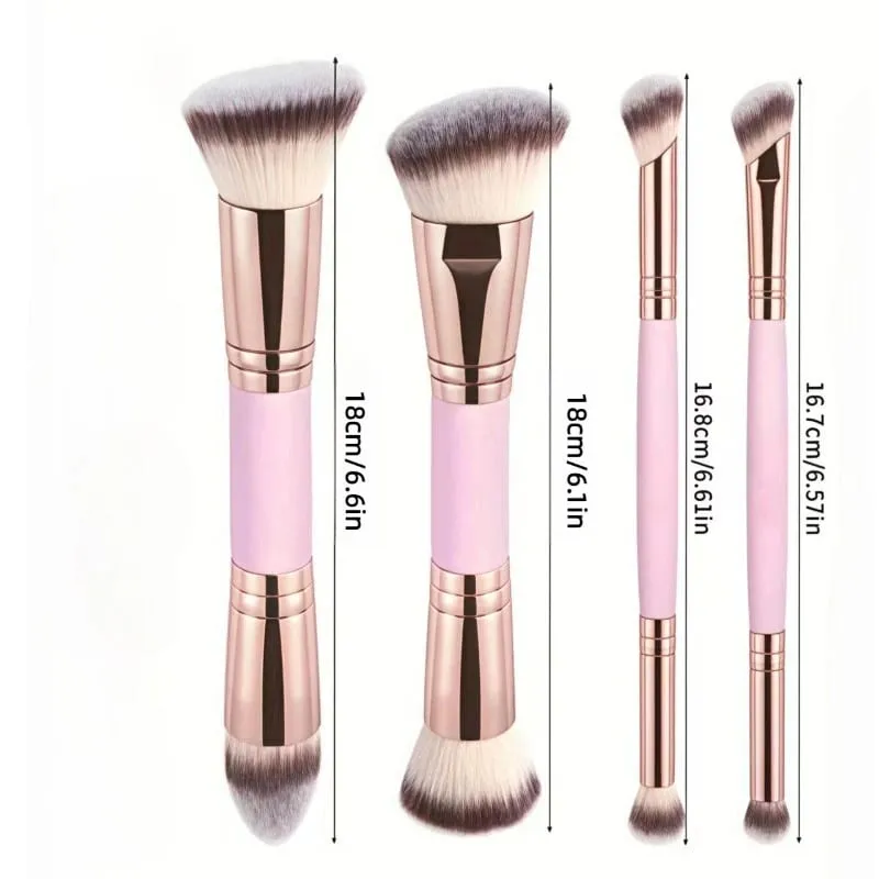 Bộ 4 cọ trang điểm cơ bản hai đầu có hộp phấn nền Chi tiết phấn má dành cho cọ phấn mắt cho người mới bắt đầu du lịch