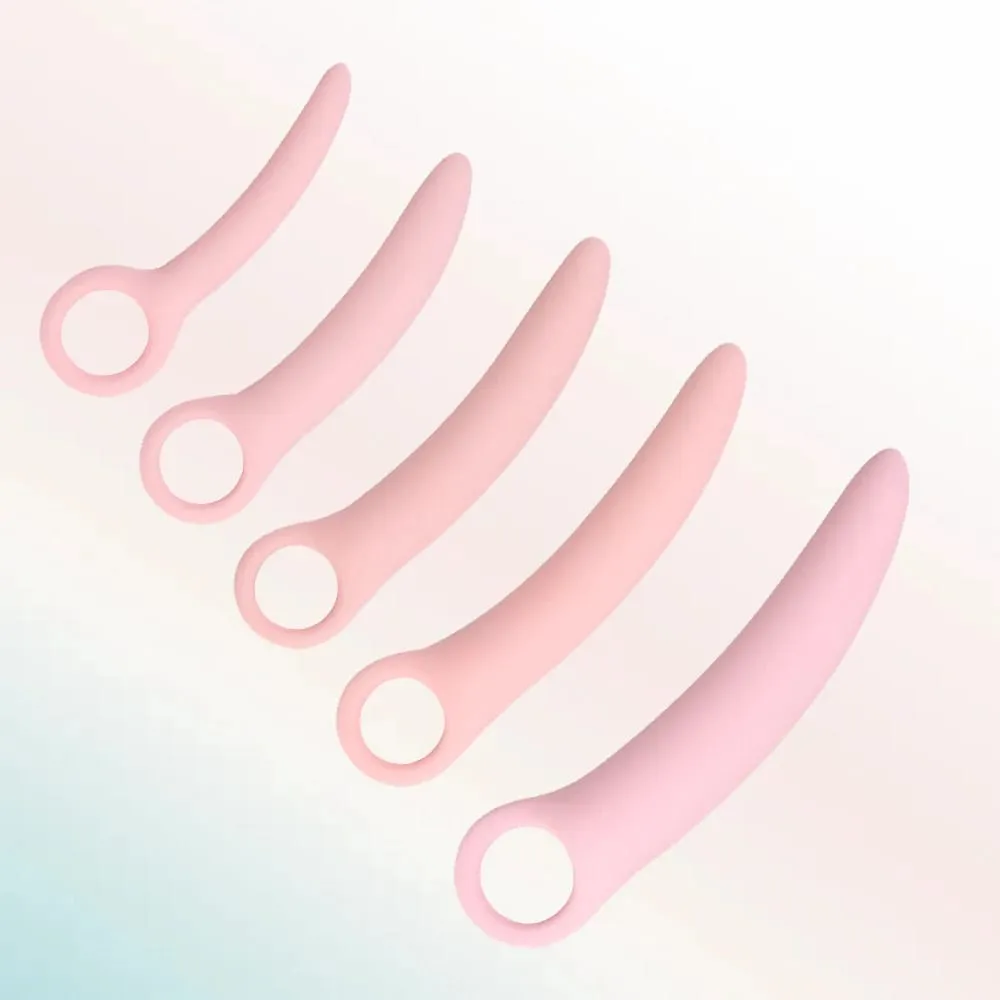 1 Set 5pcs Soft Silicone Small Ivory Pull Ring Vaginal Dilator Set Vaginismus Anal Plug toys Dilator Vagina Anal Sex Product — image 4