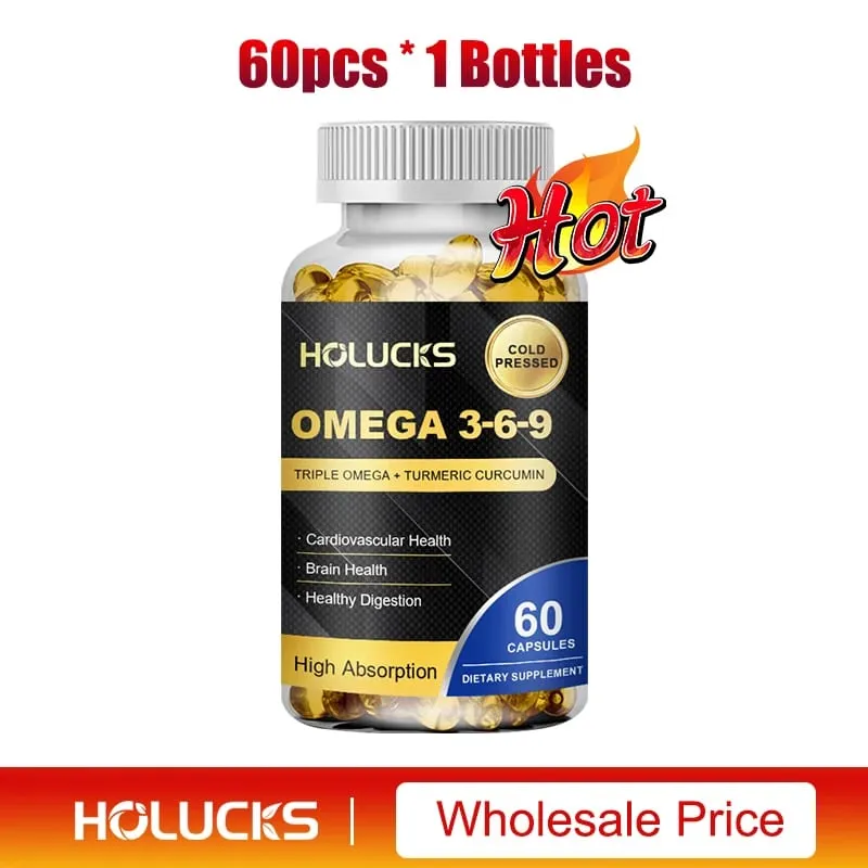 Omega 3-6-9 Fish Oil Capsules for Heart Brain Health & Healthy Digestion Cognitive Function Immune Support