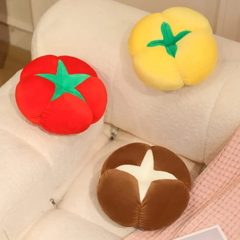 Kawaii Simülasyon Sebze Meyve Peluş Yastık Trabzon Hurması Shiitake Mantar Domates Yumuşak Dekor Yastık Yatak Odası Kanepe Hediye — image 7