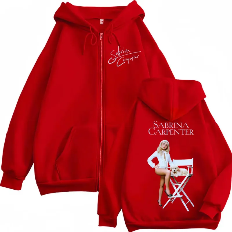 Singer Sabrina Carpenter Merch Zipper Hoodies Fashion Aesthetic Zip Up Pullovers Men's Women's Casual Long Sleeve Sweatshirts — image 7