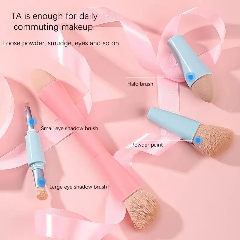 【B】1PC 4 In 1 Travel Portable Multitasker Beauty Tools Makeup Brushes Detachable Makeup Brush Set Make Up Brushes — image 4
