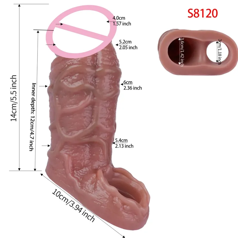 Close Head Realistic Penis Sleeve Szexjátékok férfiaknak Késleltetett magömlés Púshosszabbító Pároknak Sex Pleasure Sexshop — image 16