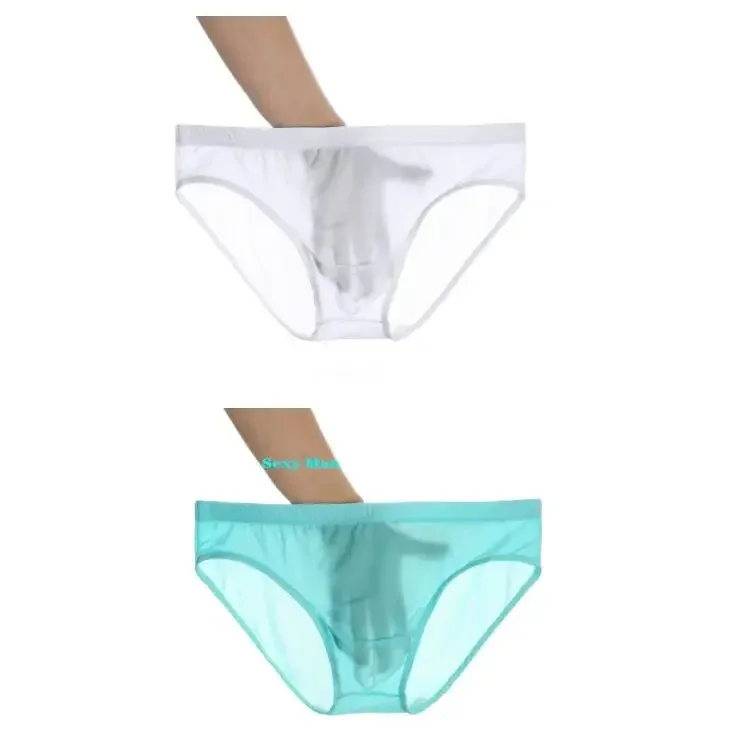2 pçs ultra fino cuecas de seda gelo masculino plus size M-4XL cor sólida juventude translúcido cintura baixa respirável sexy calcinha masculina — image 18