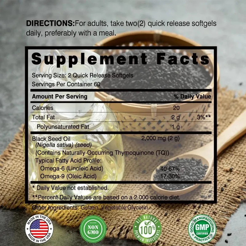Black Seed Oil - Promotes Overall Health Strengthens The Immune System Relieves Indigestion Antioxidant Properties Non-GMO — image 2