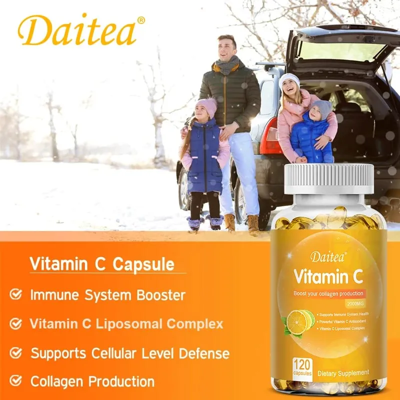 C-vitamin kapszula - 2000mg elősegíti a kollagéntermelést, támogatja a bőrt és az immunrendszer egészségét Erőteljes antioxidáns 120 kapszula — image 3
