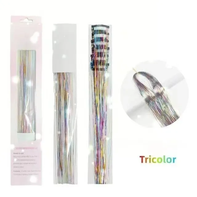 6Pcs Hair Tinsel Clip in Hair Extensions 20 Inch Synthetic Colorful Shiny Sparkle Glitter Tinsel Hair for Women Girls Cosplay — image 20