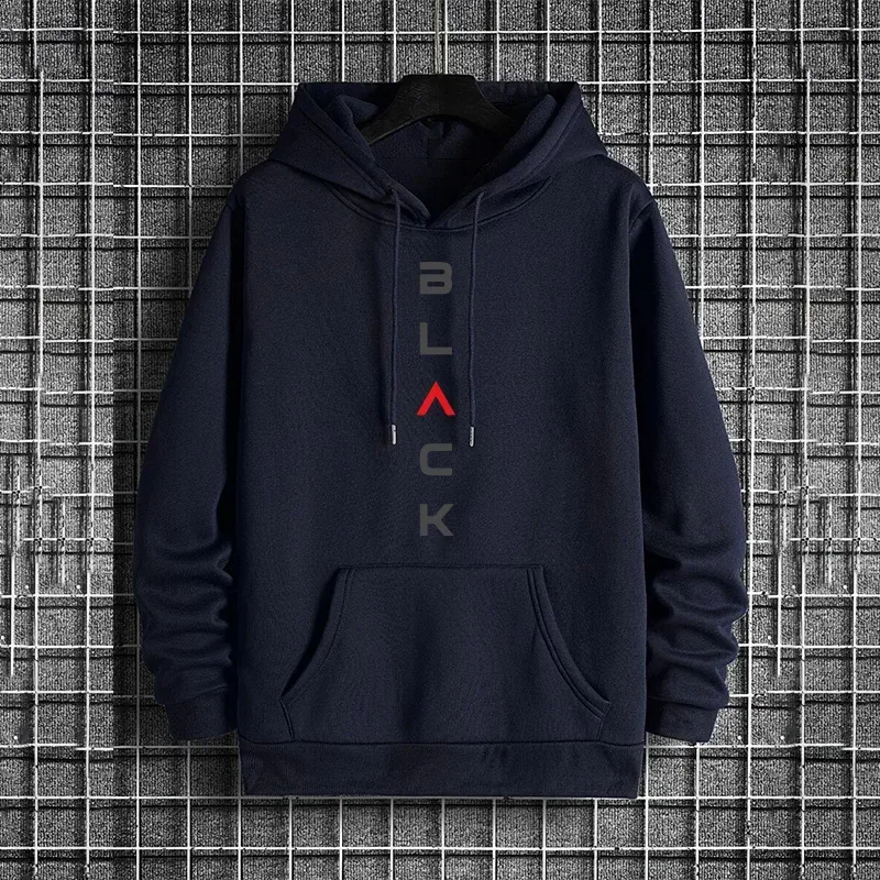 Black Letter Print Hoodies for Man Autumn Winter Hot Sale High Quality Hooded Sweatshirt Home Outdoor Casual Sport Warm Pullover — image 14