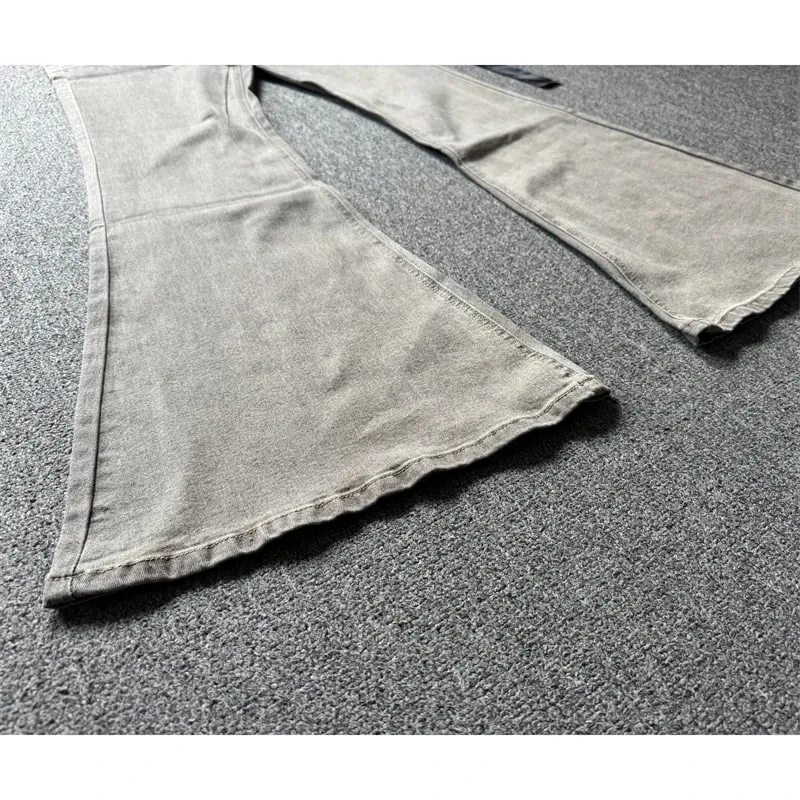 High Street RO Style Jeans Pants Men's Horn Wide Legs Look Skinny Stacked Dragging Wrinkled Cat Beard Wasteland Denim Pant — image 4