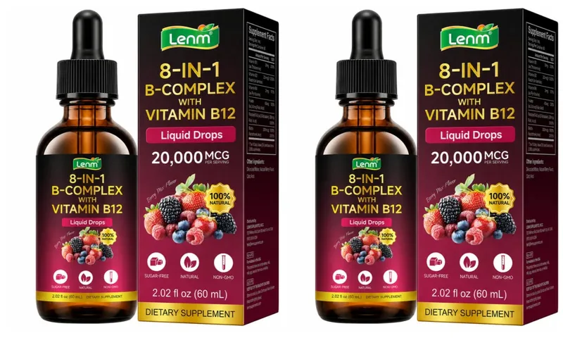 8-in-1 Vitamin B Complex Drops Maximum Absorption with Folate Vitamin B12 Supports Energy Focus Metabolism & Nervous Health 60ML — image 9