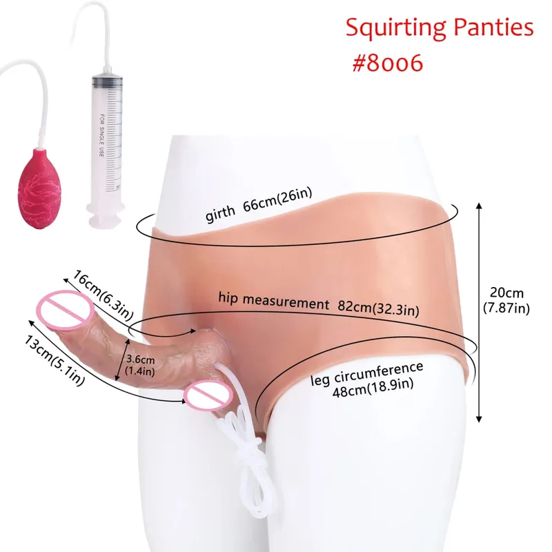 Black Nude Strapon Malaking Makatotohanang Ejaculation Dildo Silicone Squirting Panties Na May Simulated Solid Penis Sex Toy Para sa mga Babae — image 12