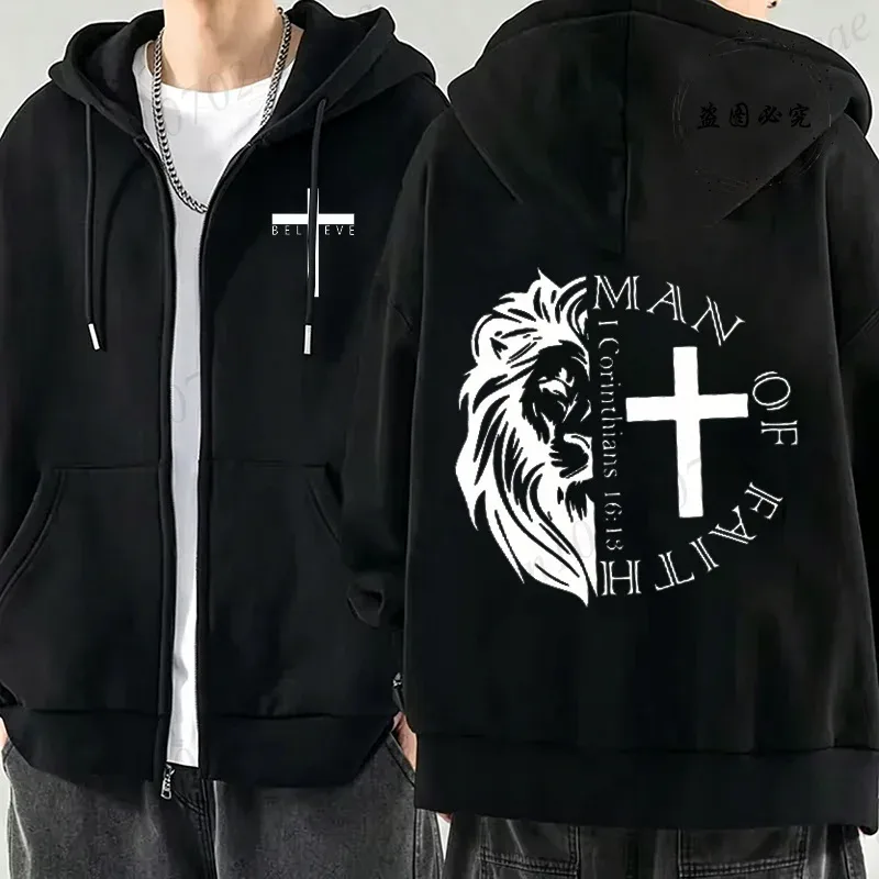 New Fashion Zipper Hoodies Christ Jesus Cross Print Men Hoodies Sweatshirts Fleece Hip Hop Street Hoodie Zip Up Sweatshirts Top — image 19