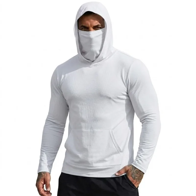 Camiseta masculina com capuz, proteção solar, secagem rápida, manga comprida, leve, top de desempenho para caminhadas ao ar livre, uso solar — image 14